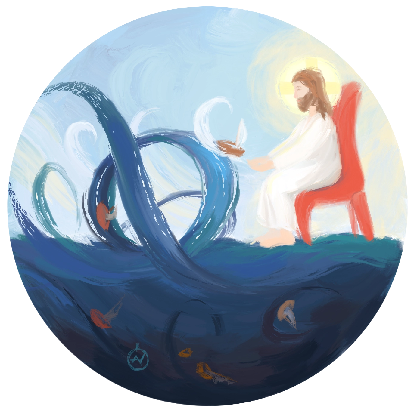 Ілюстрація Пісні "Човник мій хитає вихор бурі" Григорія Сковороди Ілюстрація до Пісні Григорія Сковороди "Човник мій хитає вихор бурі" від Олени Горецької